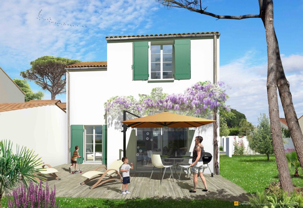 Façade Les Bains d’Oléron maison a vendre en bord de mer